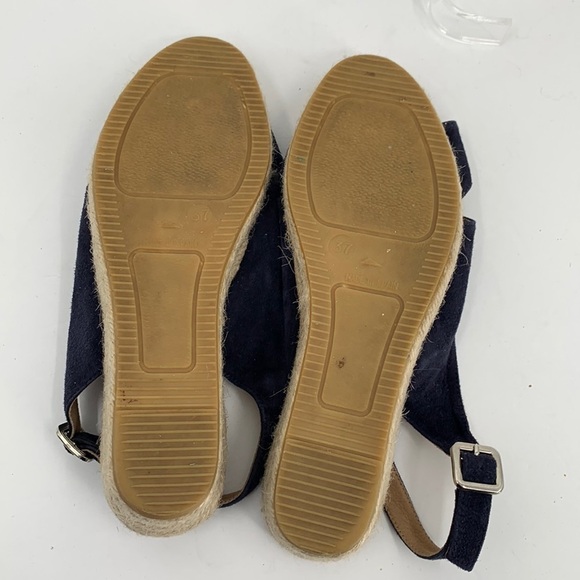 Heyraud slingback espadrille sandal navy blue suede wedge jute platform 37 6 - Picture 7 of 7